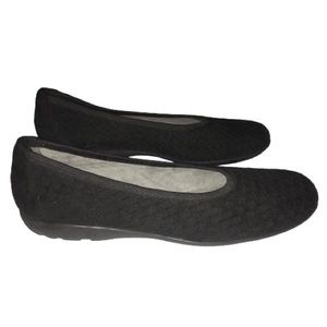 Stuart Weitzman Black Suede Weaved Ballet Flats